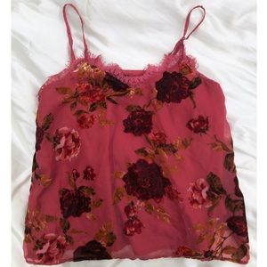 Laced Trim Double Mesh Rose Cami
